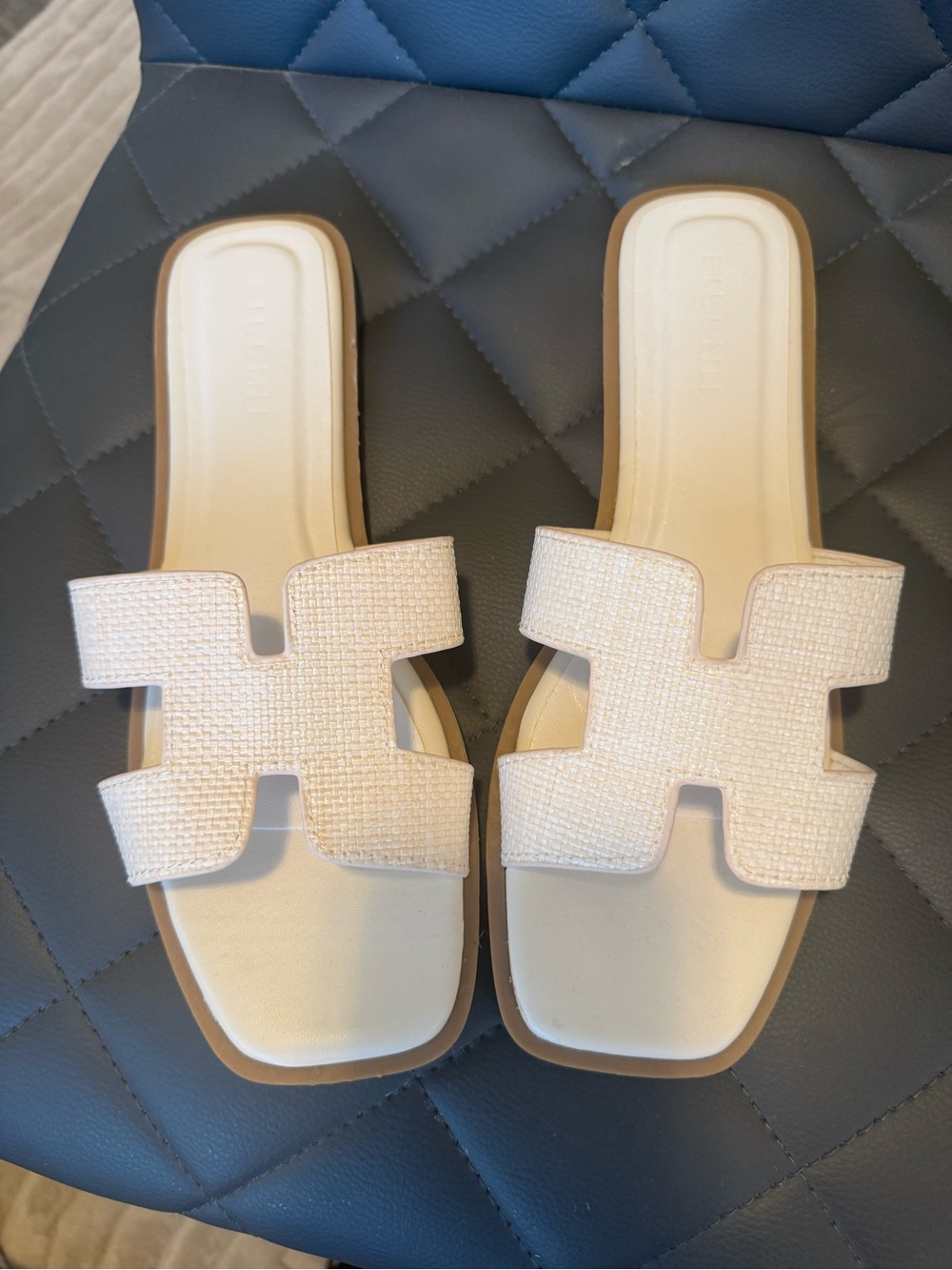 Billini White Textured Slide Sandals